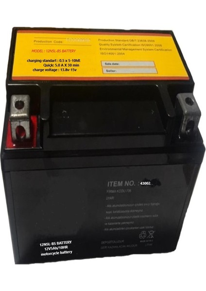 Motorsiklet Akü 12N5L-BS Batarya 12V 5AH/10HR Dik Akü fırsatları
