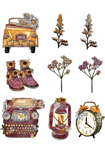 Vintage Görünümlü Sticker Seti