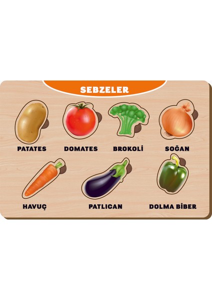 Ahşap Bul Tak Eğitici Yapboz Sebzeler