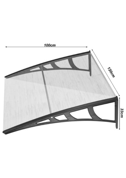 4A Groups Kapı Üstü Pratik Plastik Sundurma Yağmurluk 100*120 Şeffaf