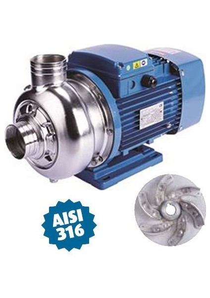 DWK400T Açık Çarklı Komple Paslanmaz Aısı 316 Santrifüj Pompa Trifaze 4 Hp 21 Mss 48 M³/h