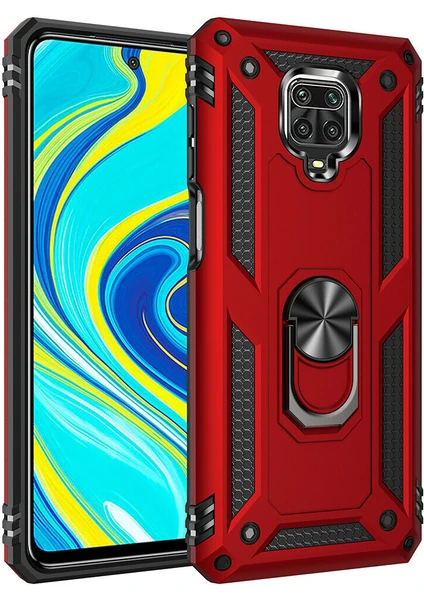 Wi̇nd Plus Xiaomi Redmi Note 9 Pro Kapak Yüzüklü Standlı Mıknatıslı Kırmızı