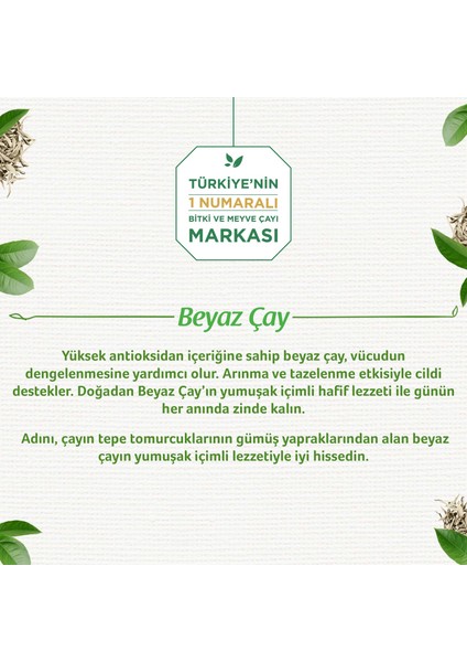 Beyaz Çay 18'li Bardak Poşet 2 Paket Sade Ferahlatıcı Lezzet ile modelleri