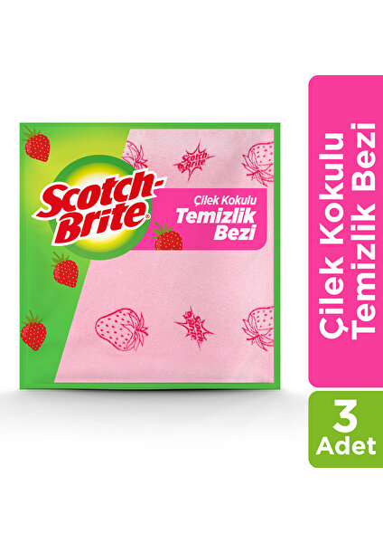 Scotch Brite Çilek Kokulu Temizlik Bezi 3'lü Paket