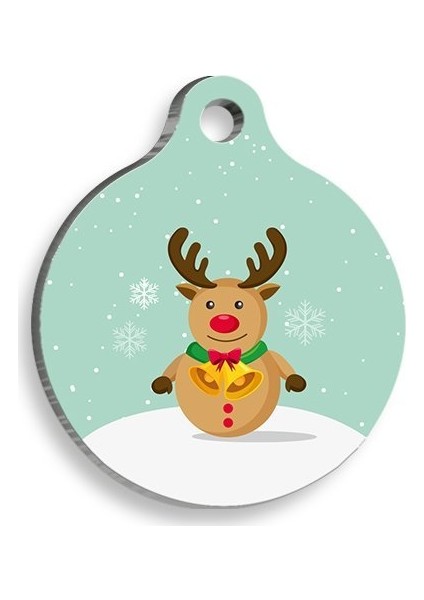 Christmas Serisi Deer Comics Yuvarlak Kedi ve Köpek Künyesi