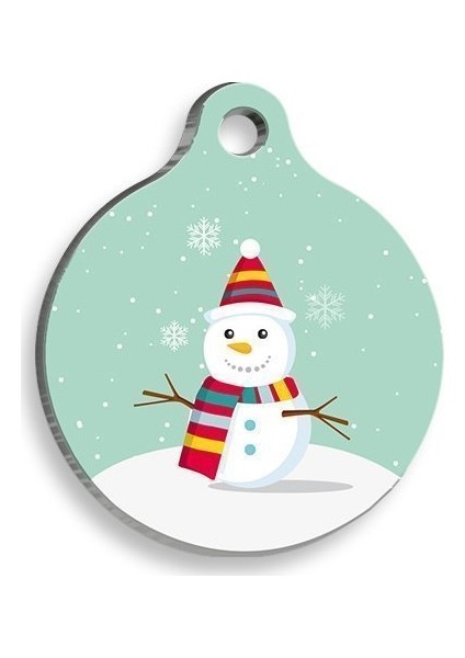 Pet Tag Art Christmas Serisi Snowman Comics Yuvarlak Kedi ve Köpek Künyesi