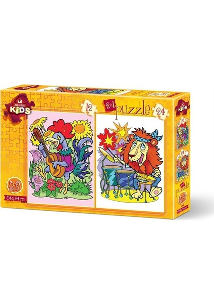 Art Puzzle Müzisyen Hayvanlar 2'li 12+24 Parça 3+ Yaş Puzzle