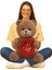 Sevgiliye Özel, Elinde Badem Şekeri Kesesi ile Peluş Boz Ayıcık-30 cm 3