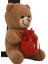 Sevgiliye Özel, Elinde Badem Şekeri Kesesi ile Peluş Boz Ayıcık-30 cm 5