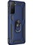 Samsung Galaxy S21 Kılıf Military Ring Holder Lacivert 2