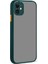 - Apple iPhone 12 Mini - Kılıf Arkası Buzlu Renkli Düğmeli Hux Kapak - Koyu Yeşil 1