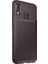 Huawei P Smart Plus Kılıf Karbon Silikon+Nano Glass Kahverengi 1