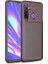 Realme 6i Kılıf Karbon Dizayn Silikon+Nano Glass Kahverengi 1