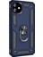 Apple iPhone 11 Kılıf Vega Standlı Yüzüklü Mıknatıslı+Nano Glass Lacivert 1