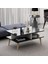 Ahşap Ayaklı Modern Dekoratif Orta Sehpa 90 cm Beyaz- Siyah Mermer Desen 3