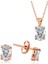 Rose Oval Taş İkili Gümüş Set 1