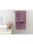 Romantic Stripe Floşlu Banyo Havlusu Takımı 50 x 85CM + 70 x 150CM Mürdüm 1