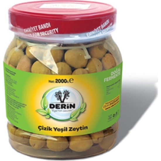 Vderin Köy Kırması Yeşil Çizik Zeytin 2000 gr