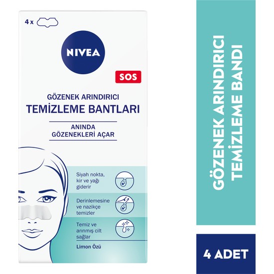 Nivea T- Bölgesi Temizleyici Bant 6 ml x4 Adet,Siyah Nokta ve Gözenek Arındırıcı Etki