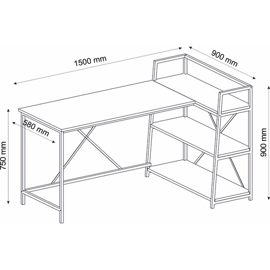 Mordeka Kitaplıklı L Çalışma Masası Bilgisayar Masası Fiyatı