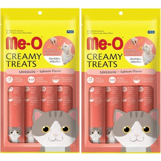 Meo Kremalı Somonlu Kedi Sıvı Ödül Maması 4X15 gr + 2 Adet