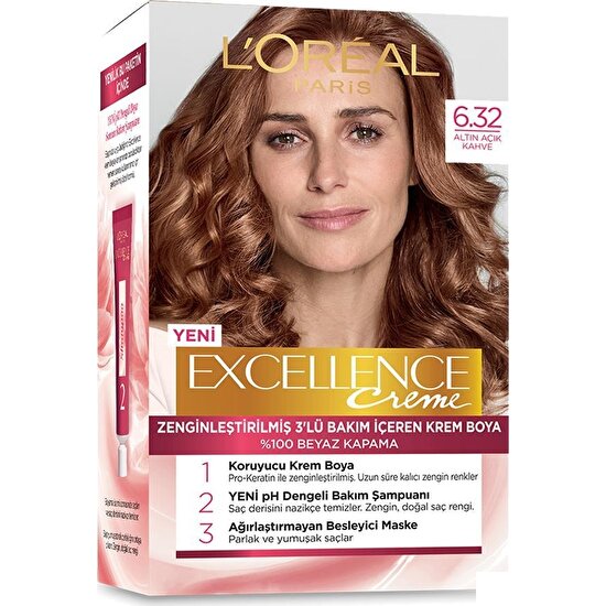 L'Oréal Paris Excellence Creme Saç Boyası - 6.32 Altın Açık Kahve