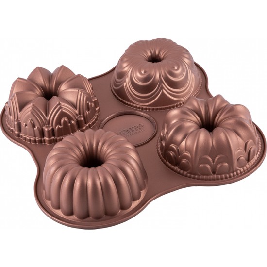 Emsan One Four 4�lü Döküm Kek Kalıbı Golden Pink 29x29 cm Fiyatı