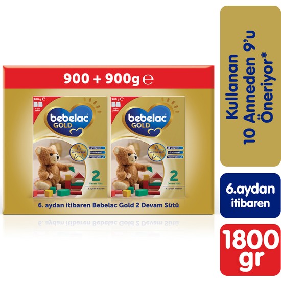 Bebelac Gold 2 Devam Sütü 1800 gr (900 gr + 900 gr) 6-12 Ay
