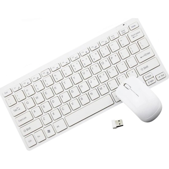 Mofy's K-03 Kablosuz Mini Klavye Mouse Fare Set Bilgisayar Smart Tv Uyumlu Beyaz