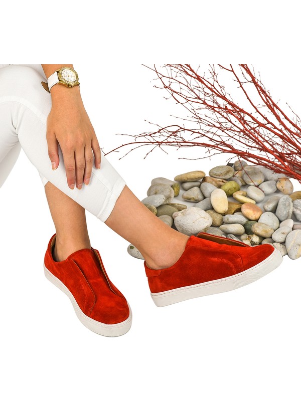 Moosefield Deri Kırmızı Kadın Sneaker