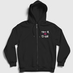 Presmono Unisex Siyah Next Ariana Grande Fermuarlı Kapüşonlu Sweatshirt