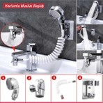 Artemis Tedarik 2 In 1 Spiral Hortumlu Ayarlanabilir Hareketli Banyo Mutfak Lavabo Musluk Duş Başlığı