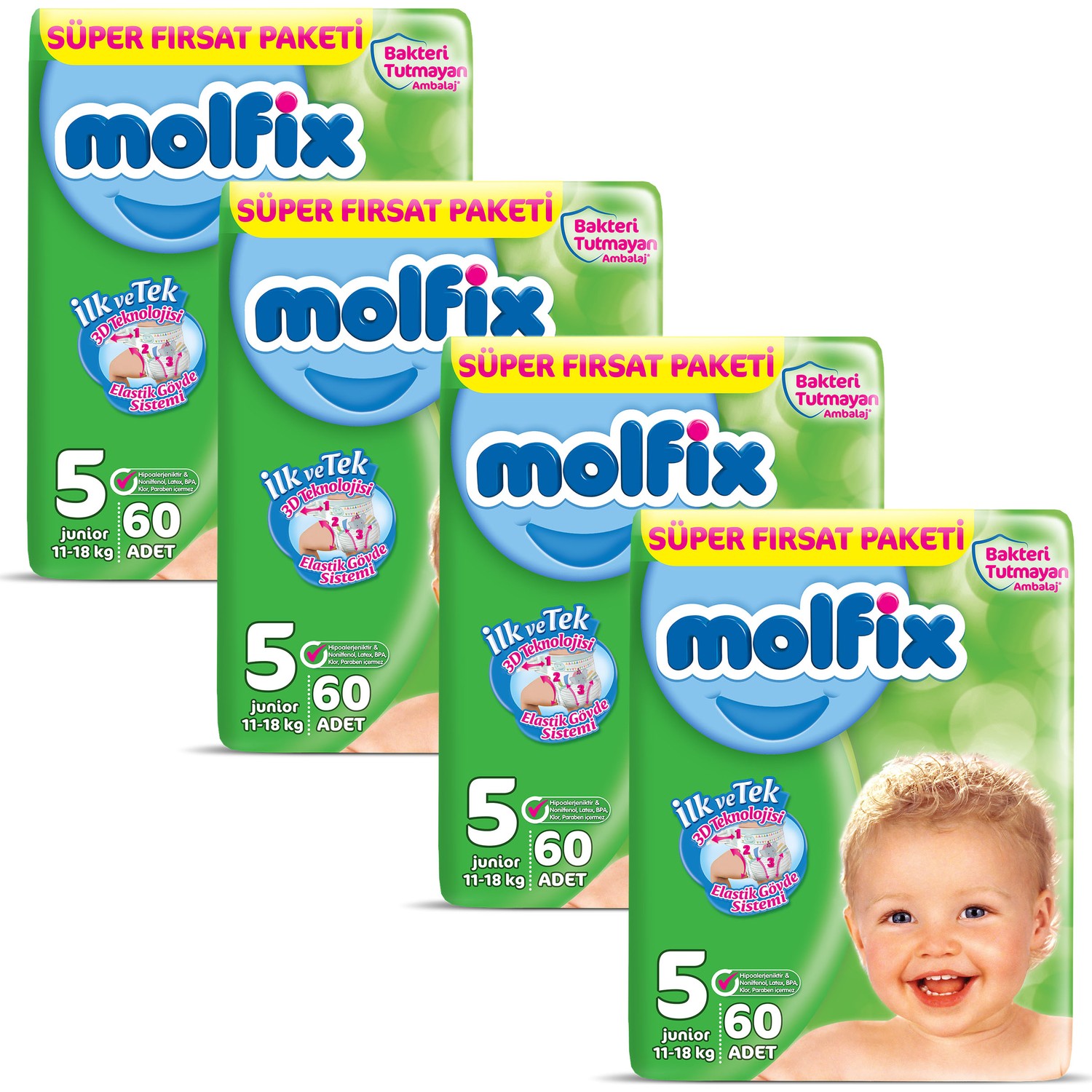 Molfix Bebek Bezi 5 Beden Junior 2 Aylık Fırsat Paketi 240