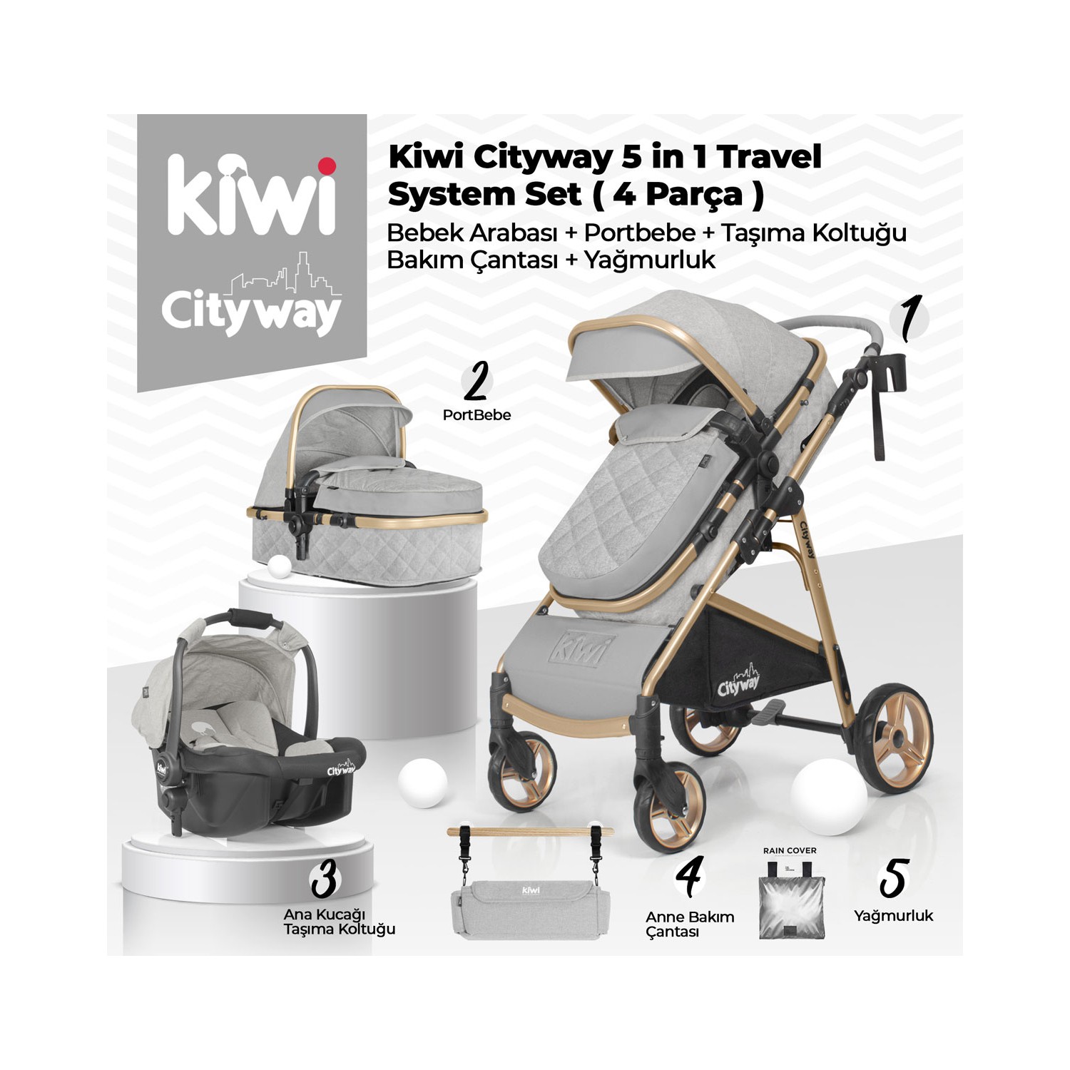 Kiwi 6 In 1 Yenidogan Set City Way Bebek Arabasi Ve Sleeper Fiyati