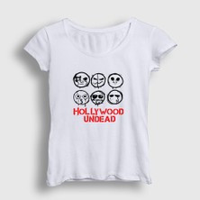 Presmono Kadın Beyaz Masks V3 Hollywood Undead T-Shirt