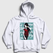 Presmono Unisex Beyaz Icon Amy Winehouse Kapüşonlu Sweatshirt