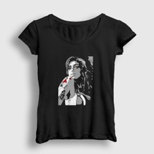 Presmono Kadın Siyah Cynthia Amy Winehouse T-Shirt