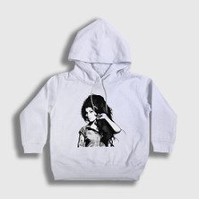 Presmono Unisex Çocuk Beyaz Retro Amy Winehouse Kapüşonlu Sweatshirt