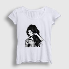 Presmono Kadın Beyaz Retro Amy Winehouse T-Shirt