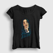 Presmono Kadın Siyah Over Billie Eilish T-Shirt