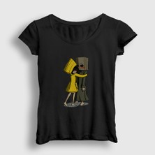 Presmono Kadın Siyah Hug Little Nightmares T-Shirt