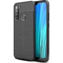 Caseart Redmi Note 8 Kılıf Darbe Korumalı Deri Görünümlü Silikon Arka Kapak - Siyah