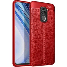 Caseart Redmi Note 9 Kılıf Darbe Korumalı Deri Görünümlü Silikon Arka Kapak - Kırmızı
