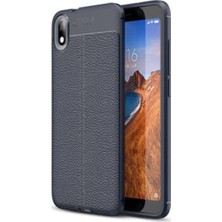 Caseart Redmi 7A Kılıf Darbe Korumalı Deri Görünümlü Silikon Arka Kapak - Lacivert