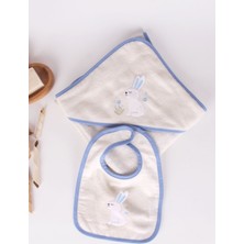 Baveno Tavşan Nakışlı Banyo Havlusu/kundağı & Önlük Seti