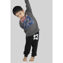 Bluence Erkek Çocuk Baskılı Antrasit Pamuklu Eşofman Takımı