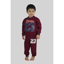 Bluence Erkek Çocuk Baskılı Bordo Pamuklu Eşofman Takımı