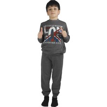 Bluence Erkek Garson Baskılı Antrasit Pamuklu Eşofman Takımı