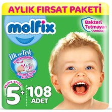 Molfix Bebek Bezi 5+ Beden Junior Plus Aylık Fırsat Paketi 108 Adet