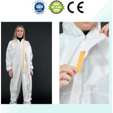 Aren Tek Kullanımlık Fermuarlı ve Cırtlı Lamineli Beyaz Tulum